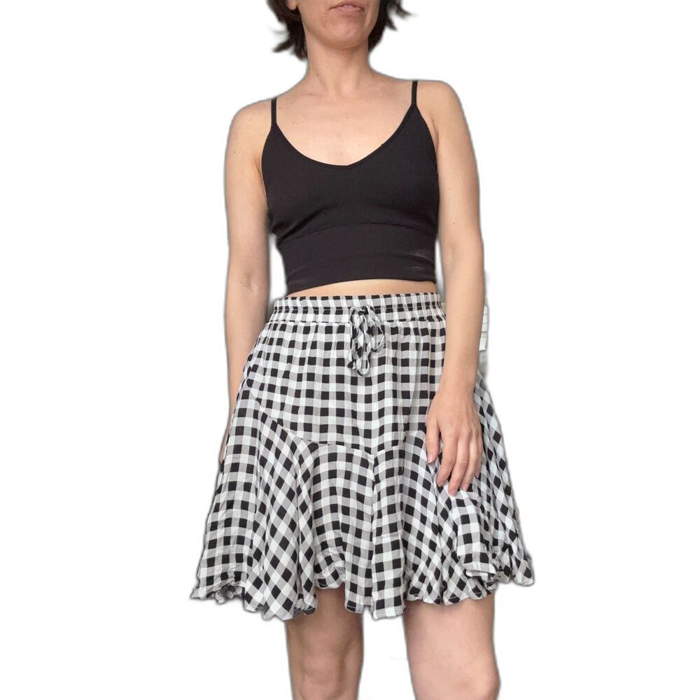 Black & white gingham mini skirt | Mudpie | Medium